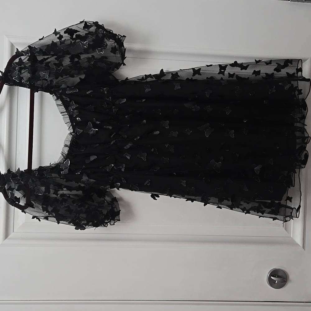 Black Sheer Butterfly Dress P2p L 19